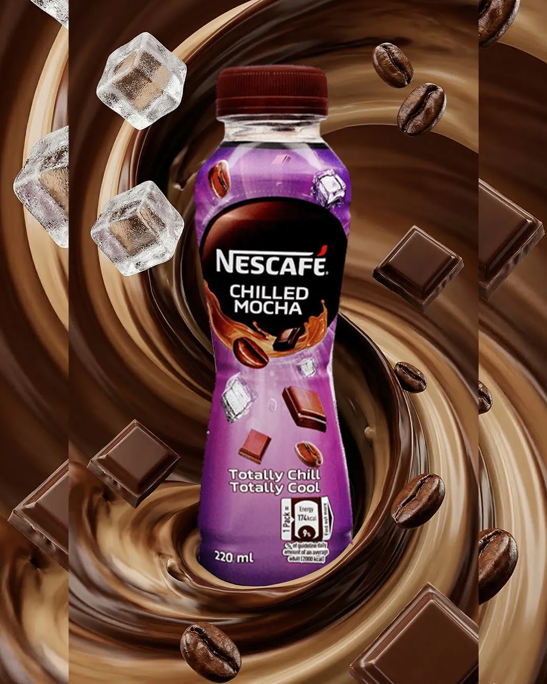 Iced mocha drink advertising visual from an AI product photoshoot