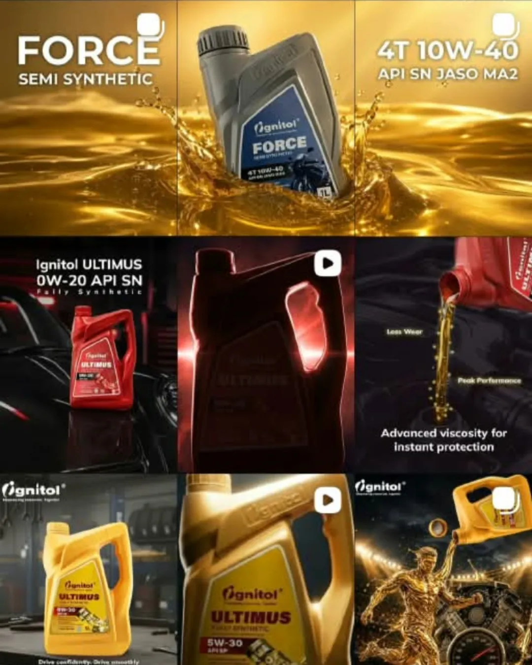 Ignitol Force motorcycle engine oil social media creatives