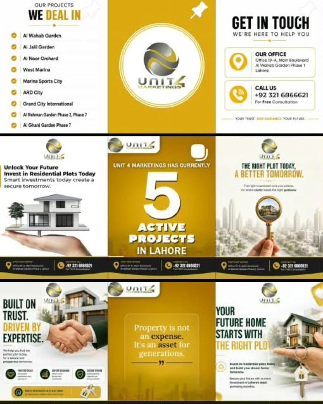Unit 4 Marketings real estate social media posts for residential plot projects in Lahore